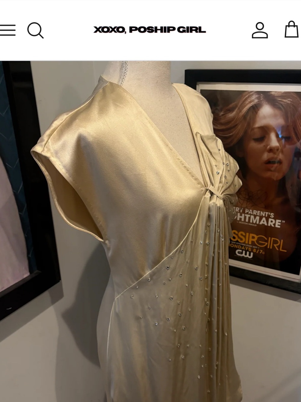 Blair Waldorf's 3.1 Phillip Lim Champagne/Tan Satin Dress, Gossip Girl size 2 - Picture 6 of 10